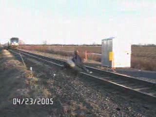 Guy Almost Hit by Train